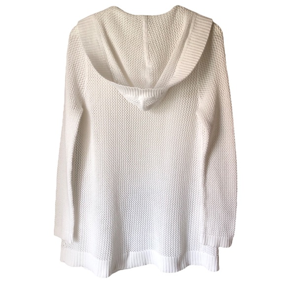 TALBOTS White 100% Cotton Long Cardigan Women’s Size Large Open Front Lo… - Picture 3 of 16